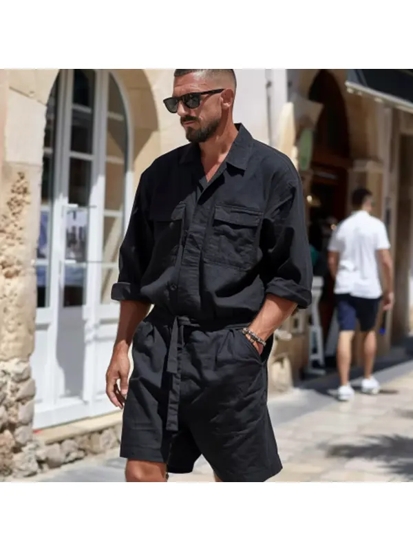 Cotton Retro British Style Men's Work Jumpsuit Rompers - Timetomy.com 