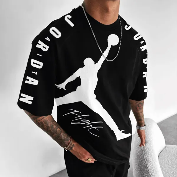 Oversized Street Style Basketball Print Tee - Anurvogel.com 