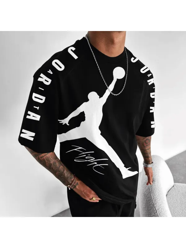 Oversized Street Style Basketball Print Tee - Anrider.com 