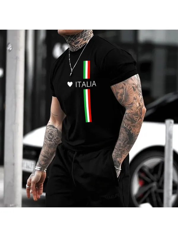 Italian Letter Printed Tight T-shirt - Timetomy.com 