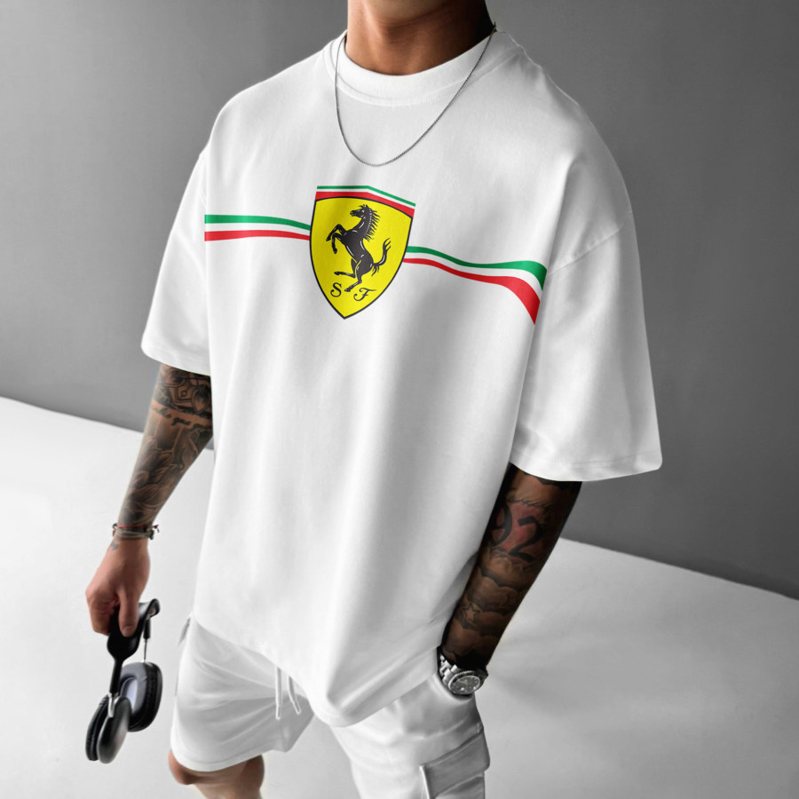 

Unisex Casual Sports Car Print T-shirt