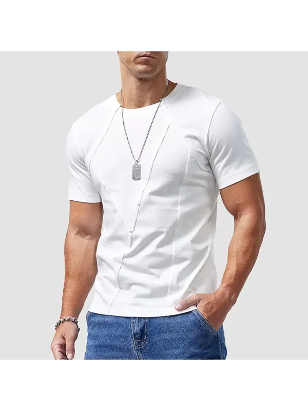 Men's Casual Diamond Pattern Slim Fit Cotton T-shirt - Timetomy.com 