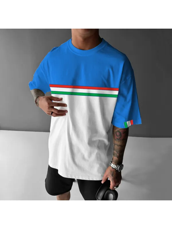 Contrast Loose Short Sleeve T-shirt - Ootdmw.com 