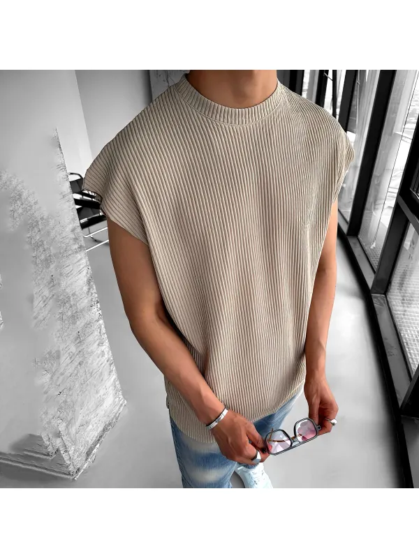 Oversized Crew Neck Sleeveless T-shirt - Timetomy.com 