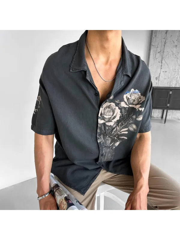 Oversized Young Atelier Printed Floral Shirt - Timetomy.com 