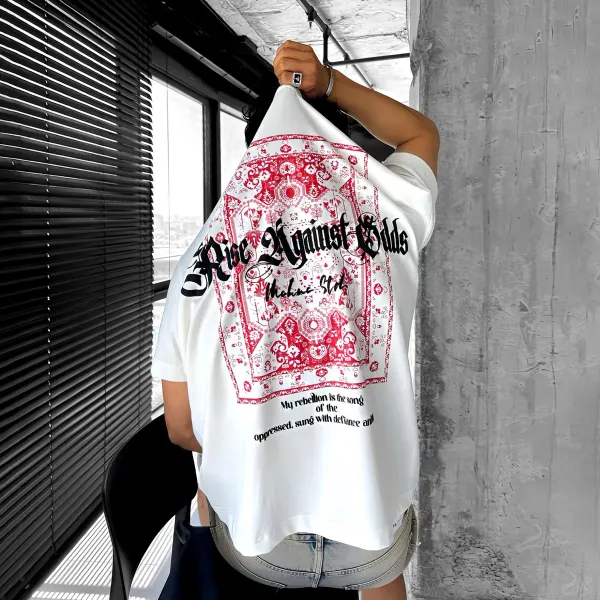 Oversized Crew Neck Graphic Print T-shirt - Spiretime.com 