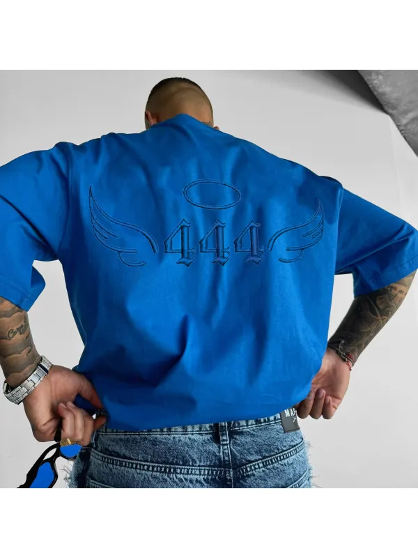 Angel Wings Embroidered Oversized T-shirt - Anrider.com 