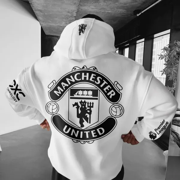 Oversized Manchester United Print Hoodie Football Print Hoodie - Dozenlive.com 