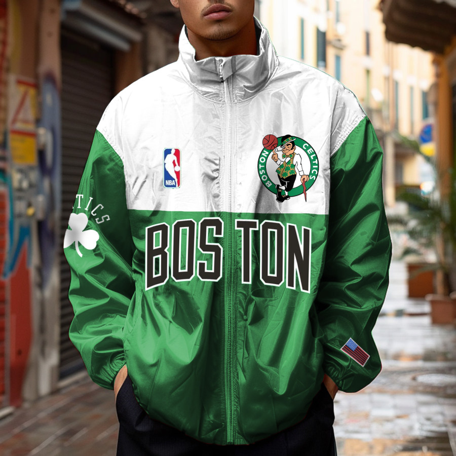 

Basketball Print Contrast Casual Jacket