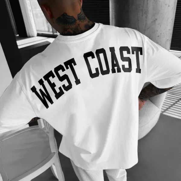 Unisex Casual Oversized West Coast Print T-Shirt - Dozenlive.com 