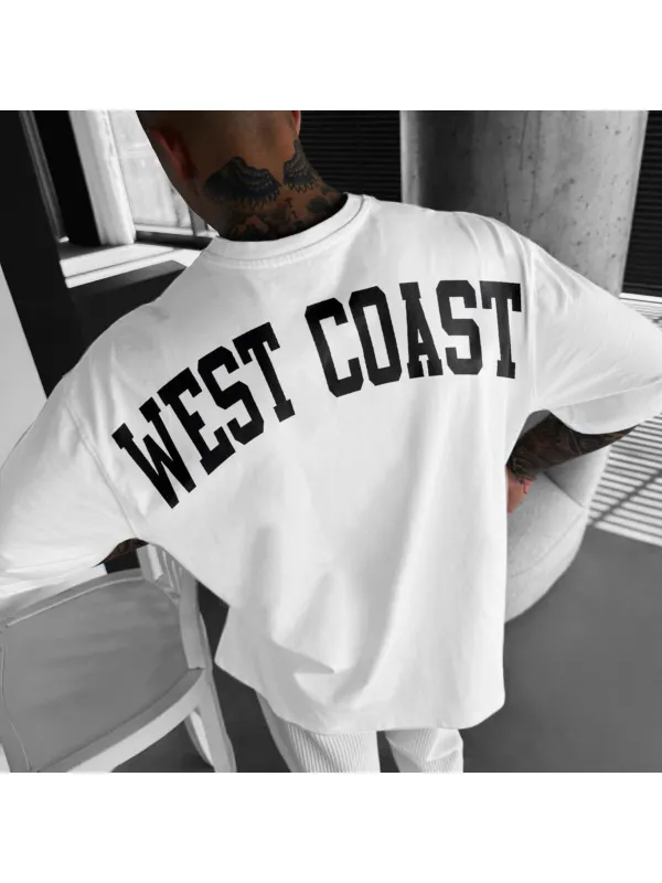 Unisex Casual Oversized West Coast Print T-Shirt - Anrider.com 