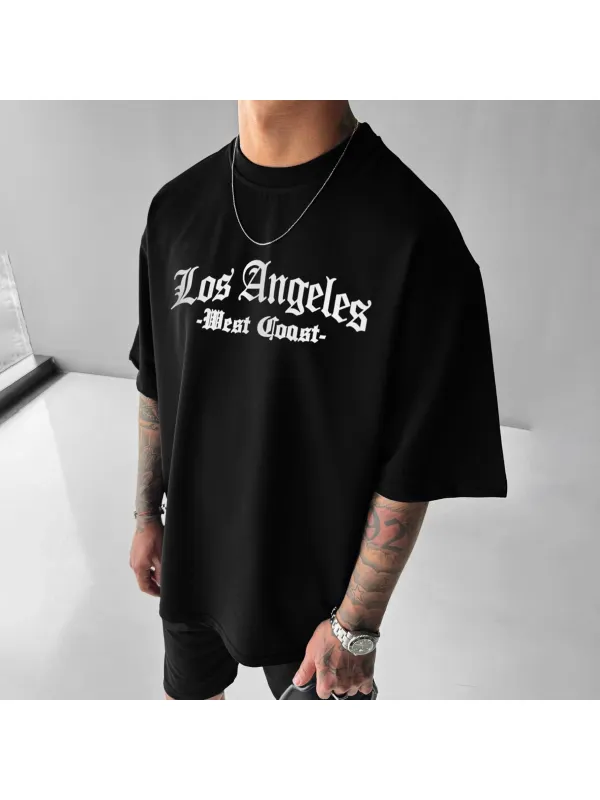 Unisex Casual Oversized Los Angeles West Coast Print T-Shirt - Anrider.com 