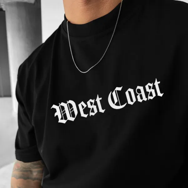 Unisex Casual Oversized West Coast Print T-Shirt - Anurvogel.com 