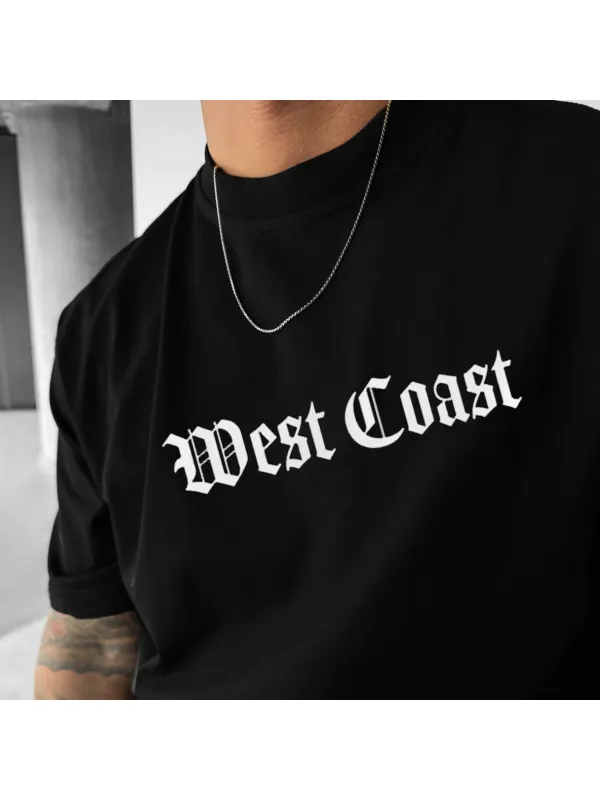Unisex Casual Oversized West Coast Print T-Shirt - Anrider.com 