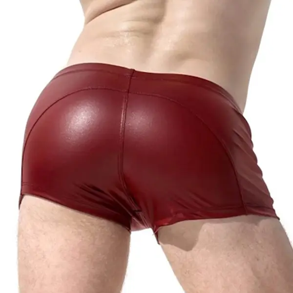Men's Solid Color Sexy Casual Faux Leather Shorts - Fineyoyo.com 