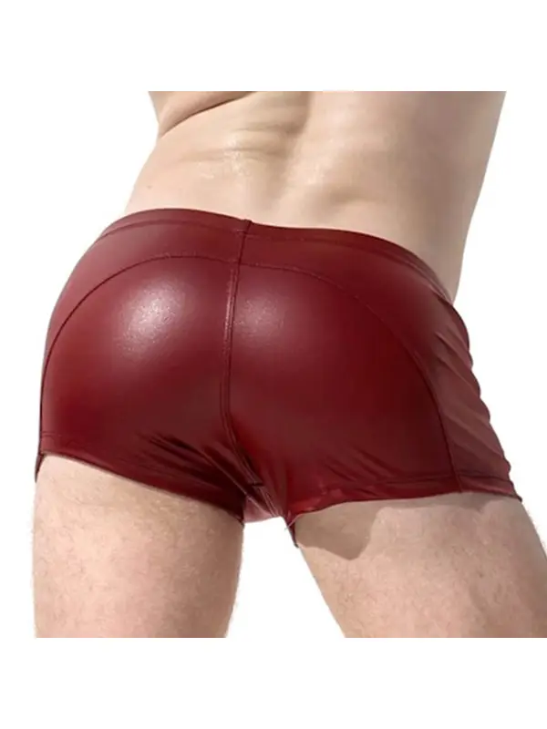 Men's Solid Color Sexy Casual Faux Leather Shorts - Anrider.com 
