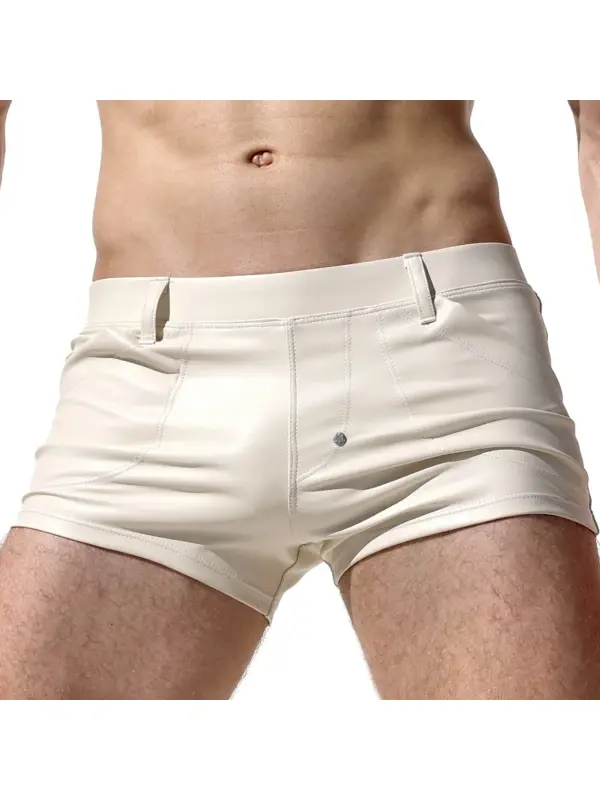 Men's Solid Fit Sexy Faux Leather Shorts - Anrider.com 