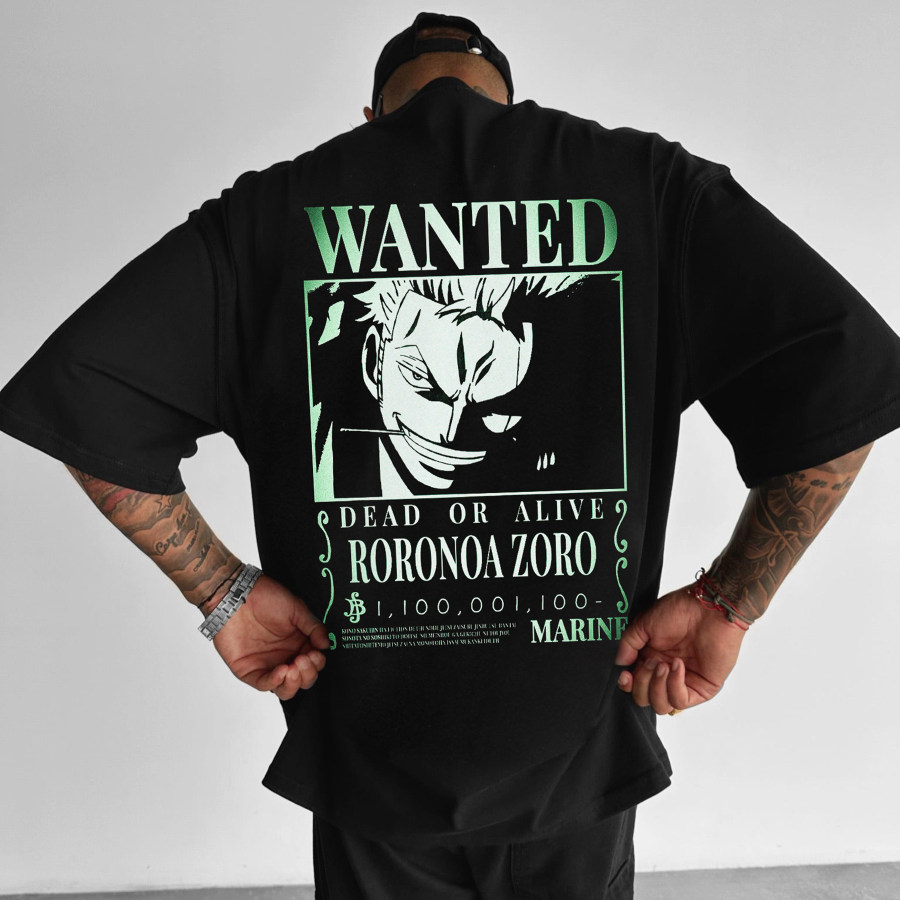 

Oversized "anime Print" Wanted Roronoa Tee