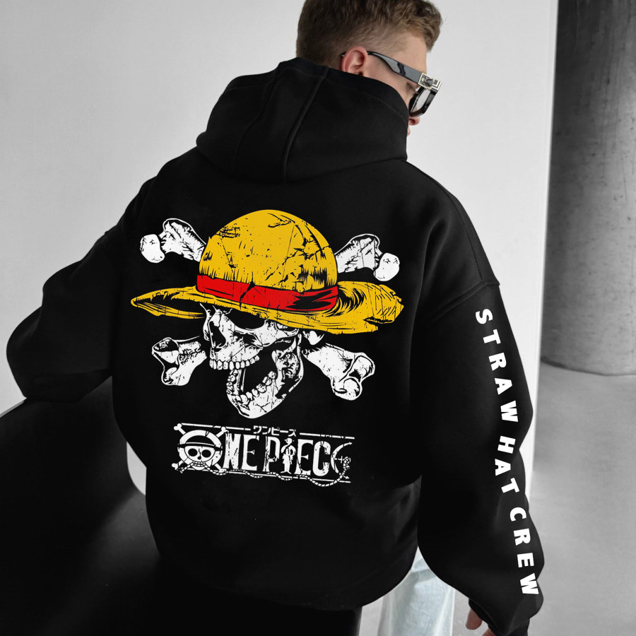 

Oversized"anime Print"Hoodie "straw Hat Crew" Print Hoodie