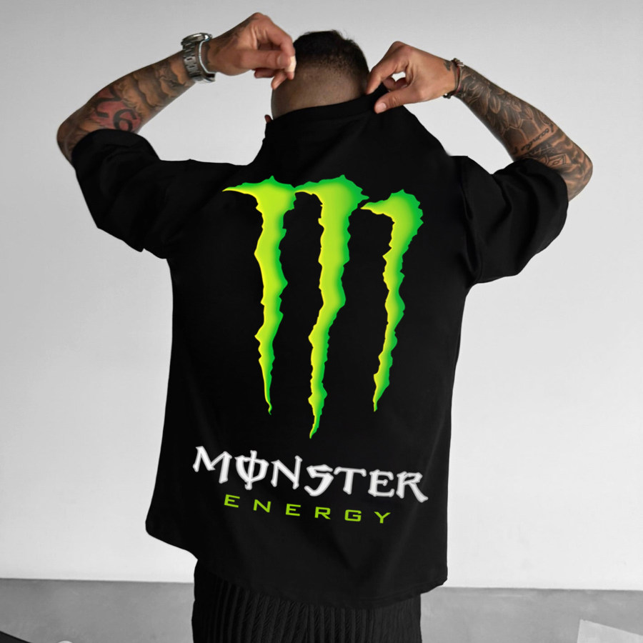 

Unisex Casual Oversized Energetic Drinks Print T-Shirt