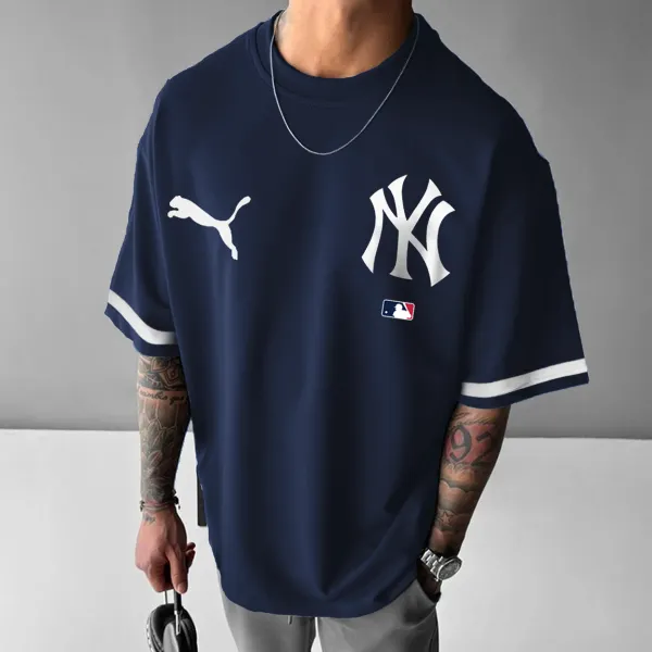 Men's Baseball Print Casual T-Shirt - Ootdyouth.com 
