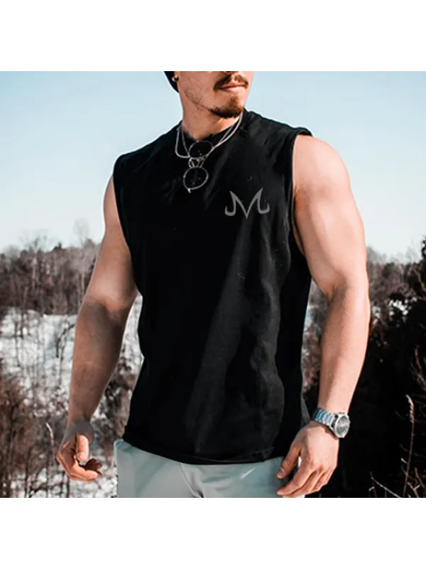 Men's Fitness Buu Printed Sleeveless Tank Top - Anrider.com 