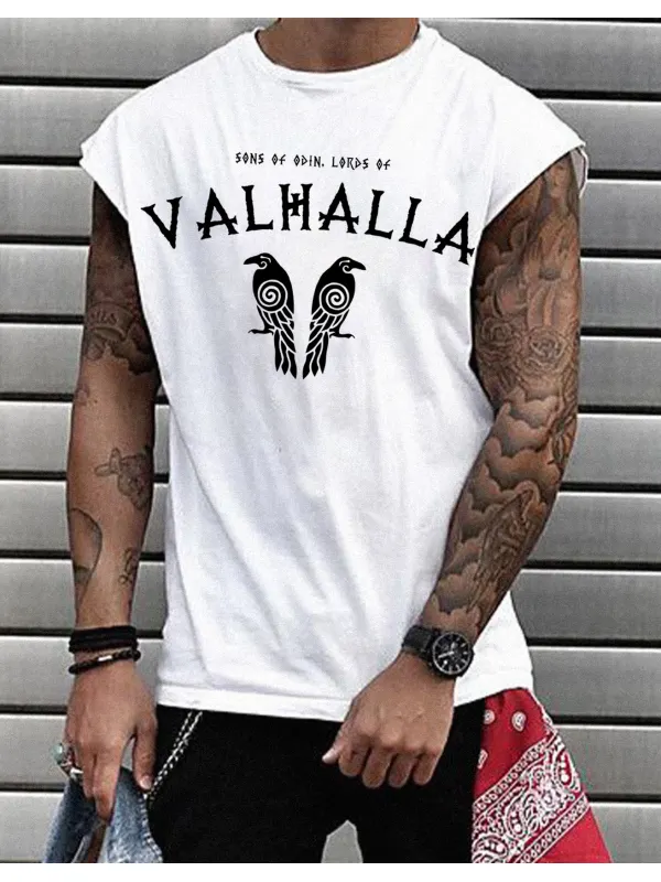 Valhalla Printed Sleeveless T-shirt Vest - Ootdmw.com 