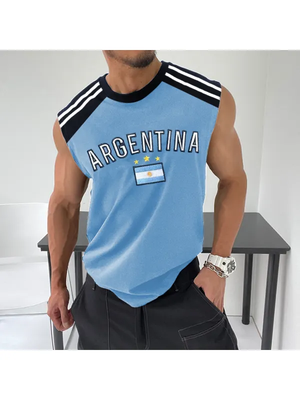 Argentina Print Loose Design Tank Top - Anrider.com 