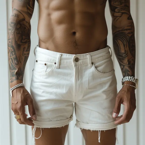 Men's Skinny Button Shorts - Yiyistories.com 