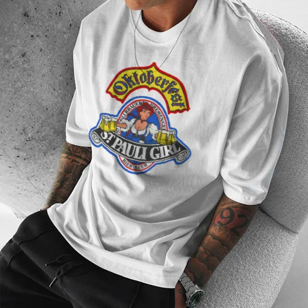Dark Beer Festival Print Casual T-Shirt - Ootdyouth.com 