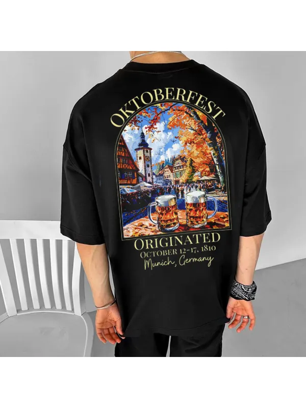 Oversized Unisex Oktoberfest Print Casual T-Shirt - Timetomy.com 