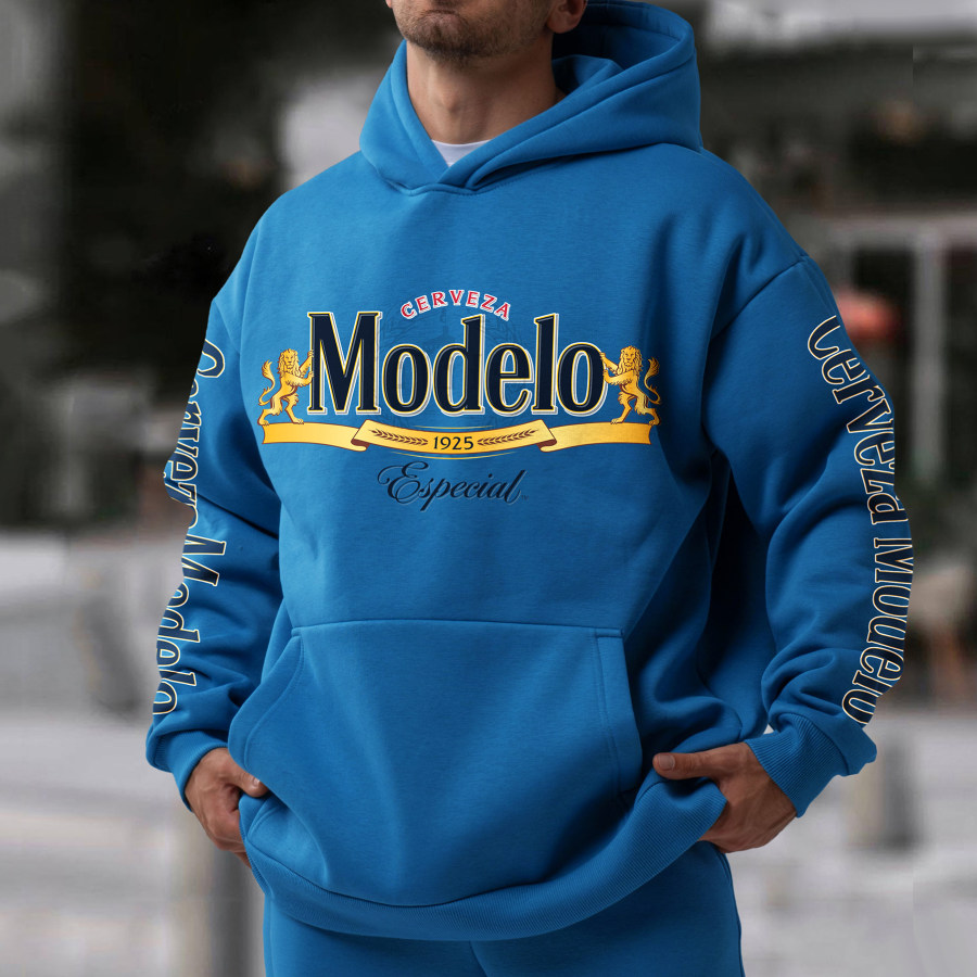 

Unisex Casual Oversized Beer Graphic Print Hoodie