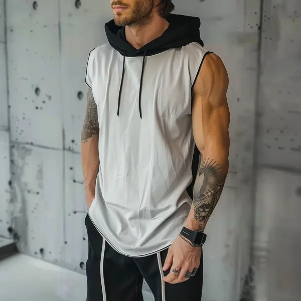 Men's Casual Color Block Hooded Vest - Spiretime.com 