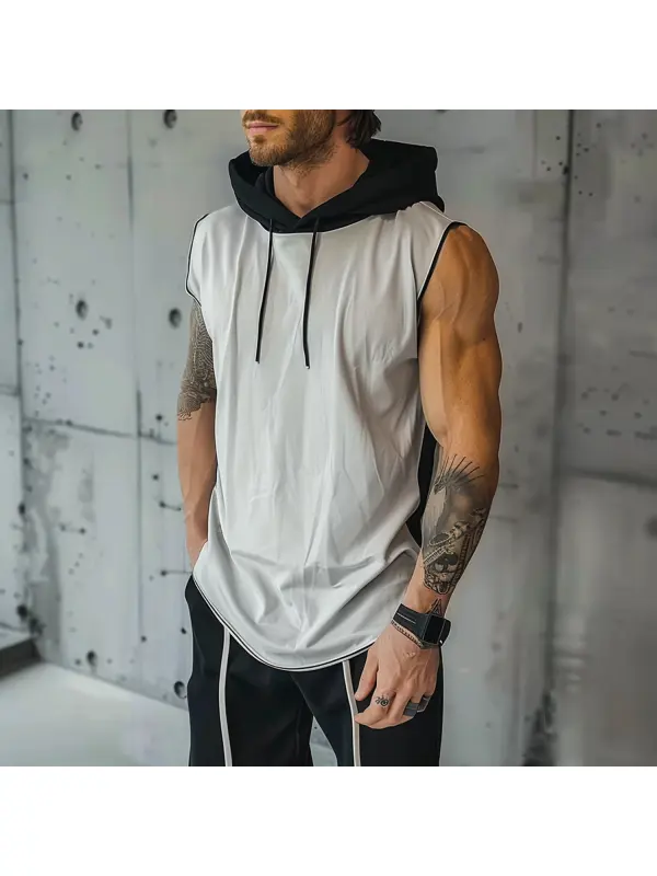 Men's Casual Color Block Hooded Vest - Timetomy.com 