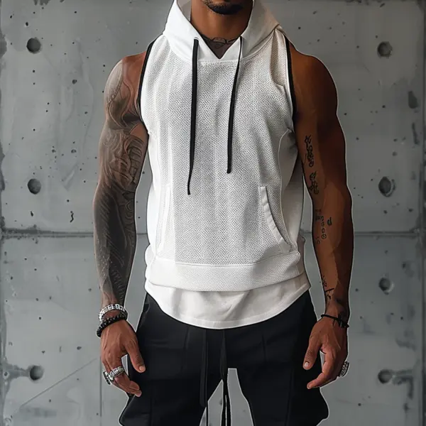 Sports Casual Mesh Hooded Vest - Menilyshop.com 