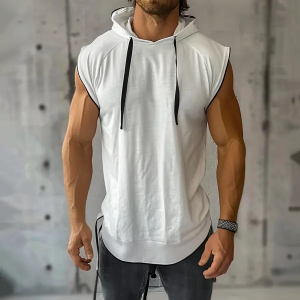 Casual Raglan Sleeve Hooded Vest - Menilyshop.com 