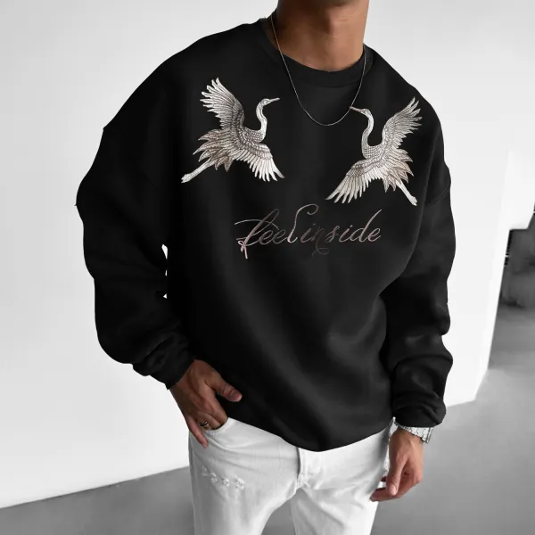 Men's Crane Letter Crew Neck Sweatshirt - Anurvogel.com 