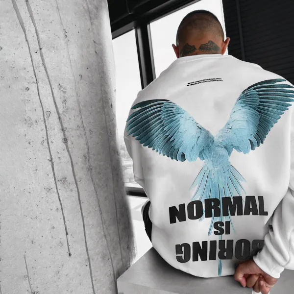 Men's Wing Letter Crew Neck Sweatshirt - Anurvogel.com 