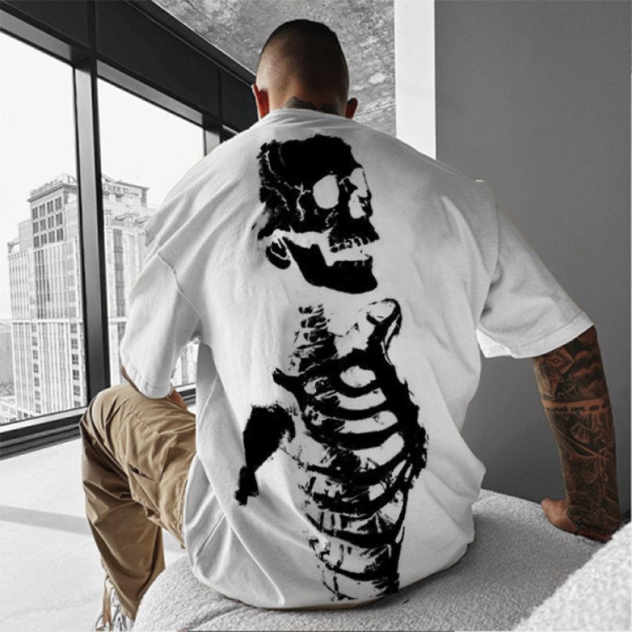

Men's Tops Skull Pattern Round Neck Short Sleeve T-shirt Casual Street Fashion