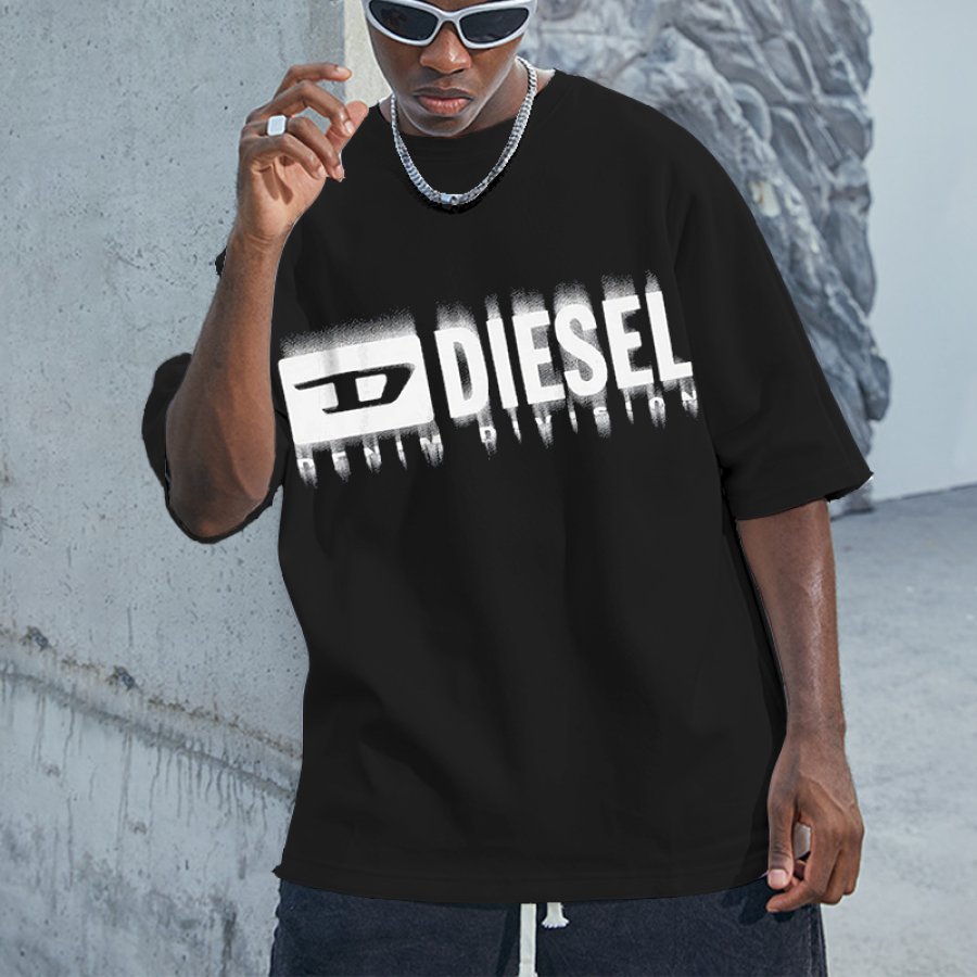 

Men's Oversized Color Block Street Graphic Print T-shirt