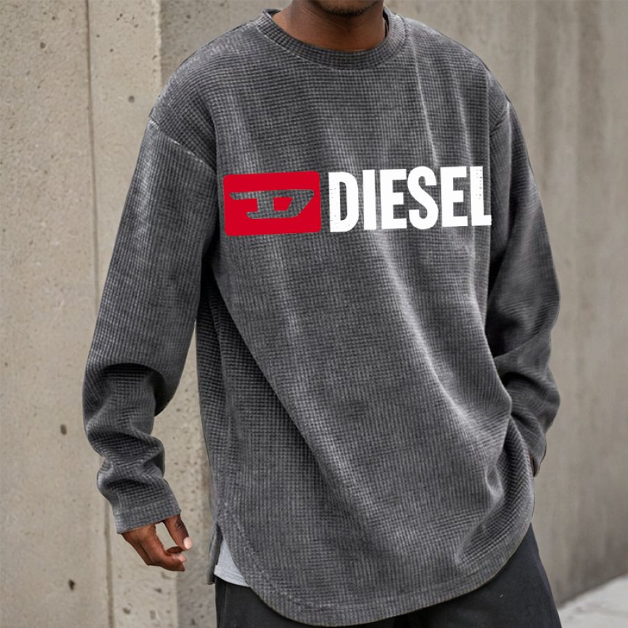 

Men's Retro Oversized Waffle Long Sleeve T-Shirt