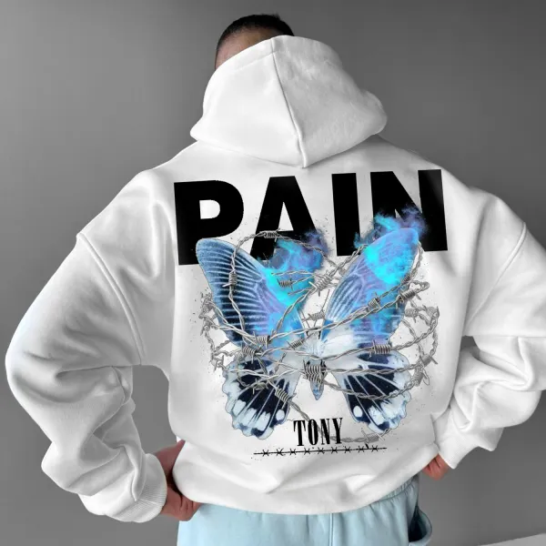 Men's Casual Butterfly Letter Design Hoodie - Ootdyouth.com 