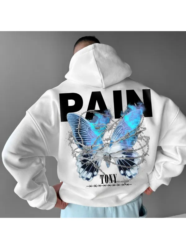 Men's Casual Butterfly Letter Design Hoodie - Timetomy.com 