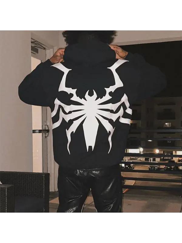 Spider Print Casual Men's Hoodie - Anrider.com 