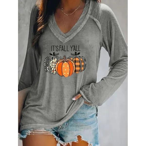 Women's Pumpkin Halloween Print T-Shirt - Wayrates.com 