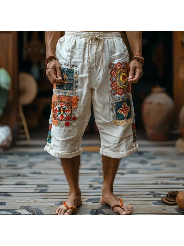 Men's Casual Shorts Retro Cotton And Linen Tribal Shorts Casual Shorts - Anrider.com 