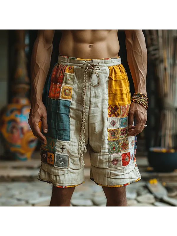 Men's Casual Shorts Retro Cotton And Linen Tribal Shorts Casual Shorts - Anrider.com 