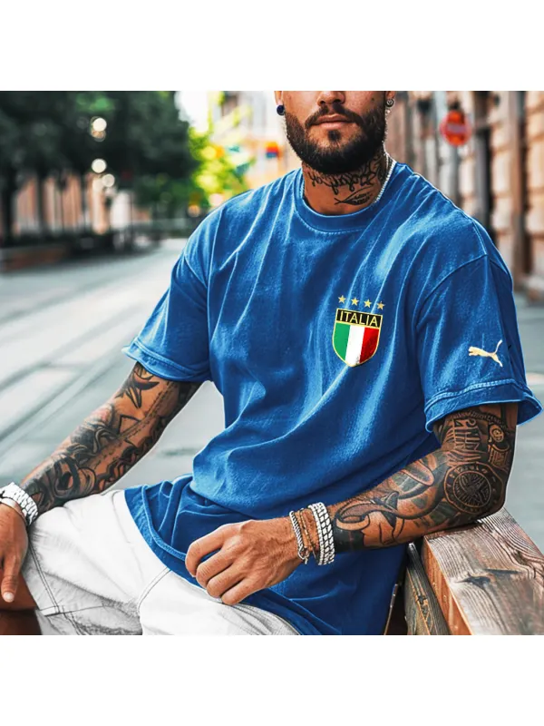 Unisex Vintage Italian Football Print T-Shirt - Timetomy.com 