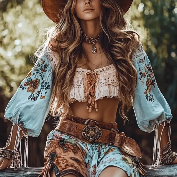 Women's Western Gypsy Print Sweet Shirt - Ootdyouth.com 