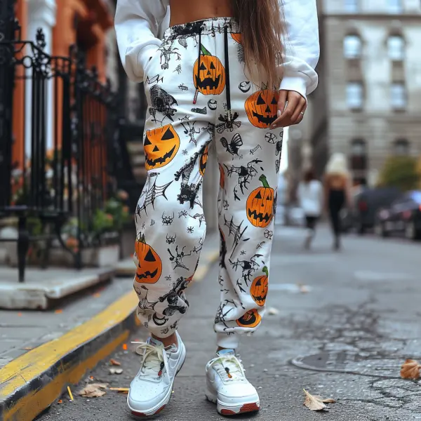 Halloween Pumpkin Pattern Women's Jogger Casual Pants - Spiretime.com 